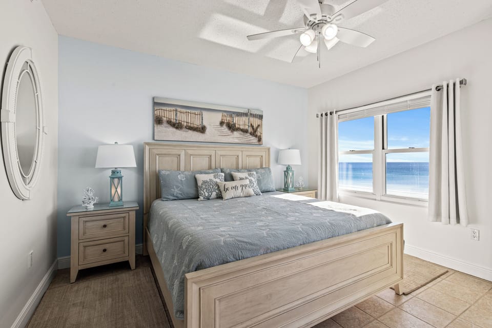 Master Bedroom with King bed new mattress 2024 and new decor with new paint 2024