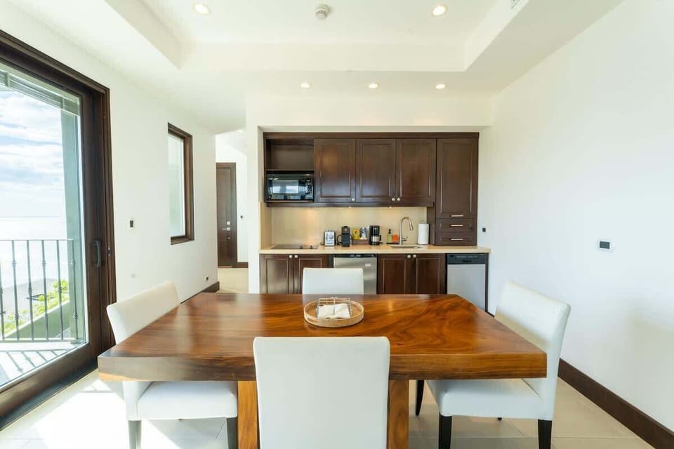 Open kitchen, stainless steel appliances, ocean views