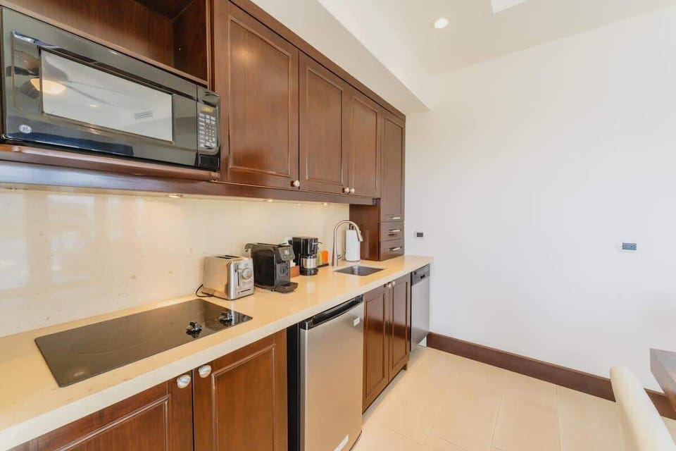 Small kitchen area with mini Fridge