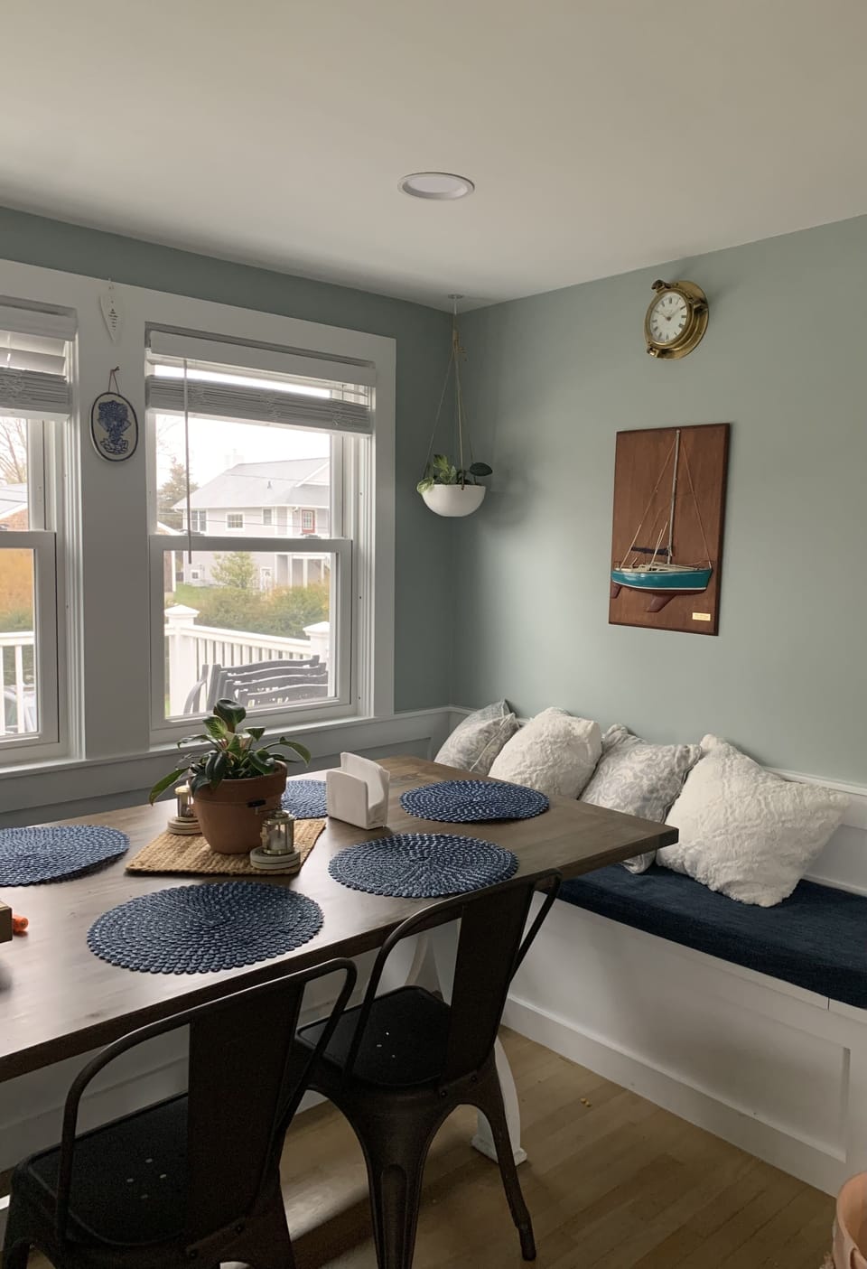 Cozy breakfast nook. Our favorite spot in the house!