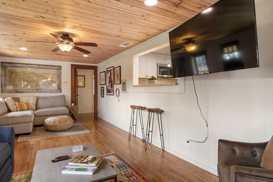 Bring your Roku streaming accounts along! There's Wifi service here, and a big Roku-ready TV for your entertainment.