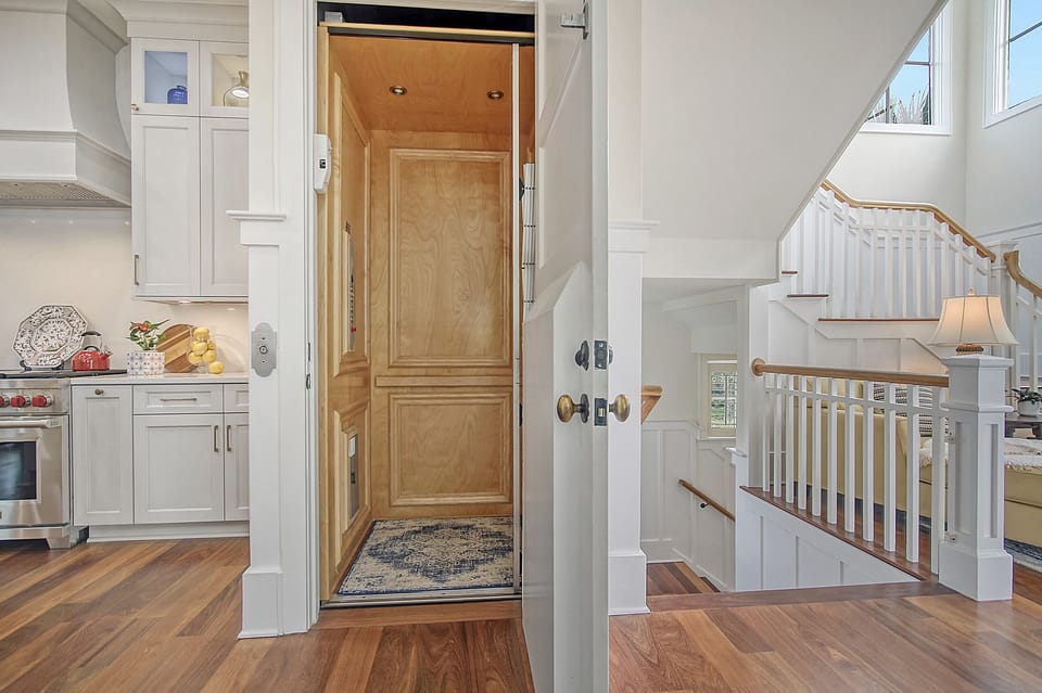 Elevator access to the garage and two floors above