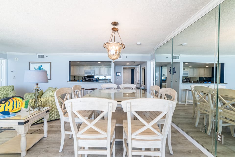 Play a card game at the dining room table