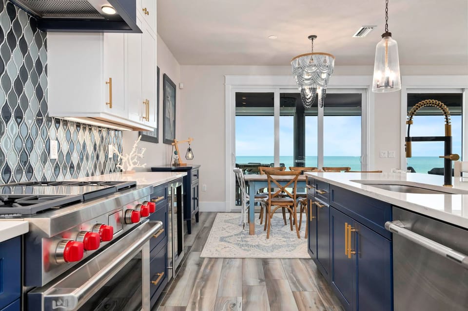Views from the kitchen to the bay
