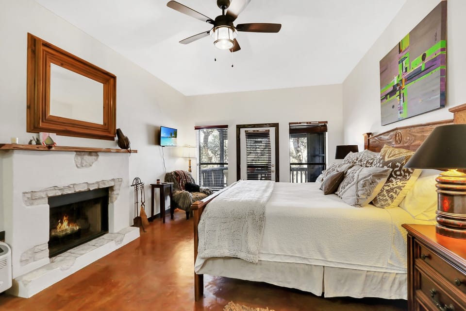 Spacious suite with a fireplace and flat screen television