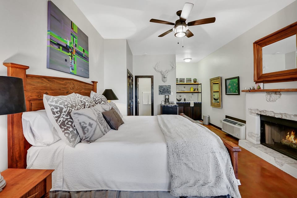 King bed with luxurious linens in every room