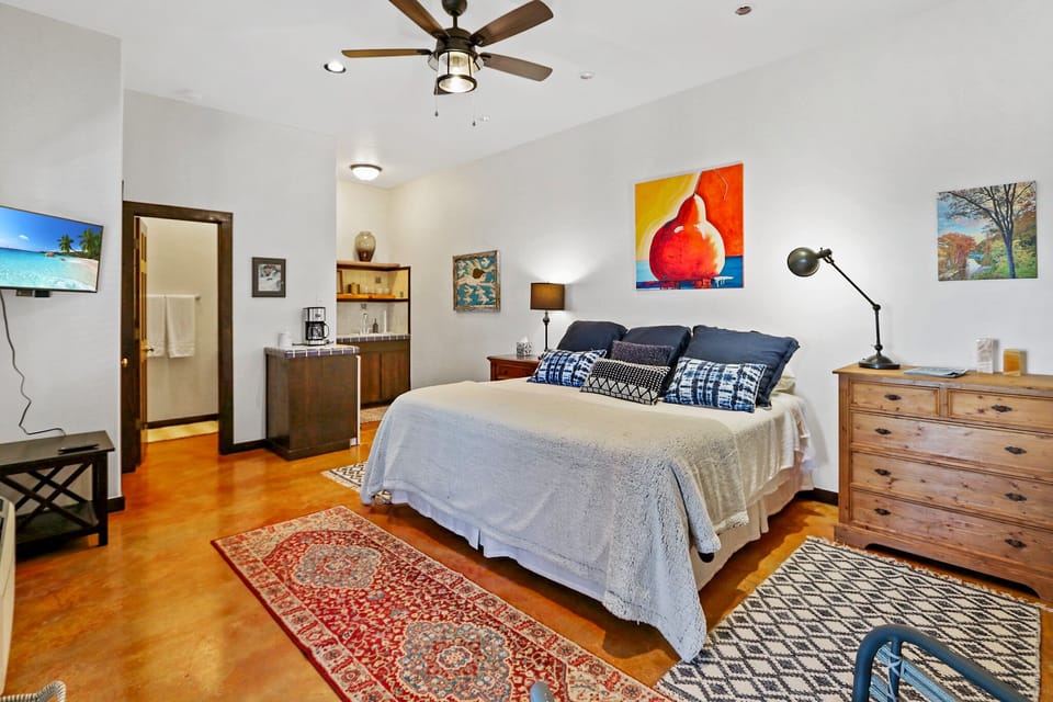 King bed with luxurious linens in every room