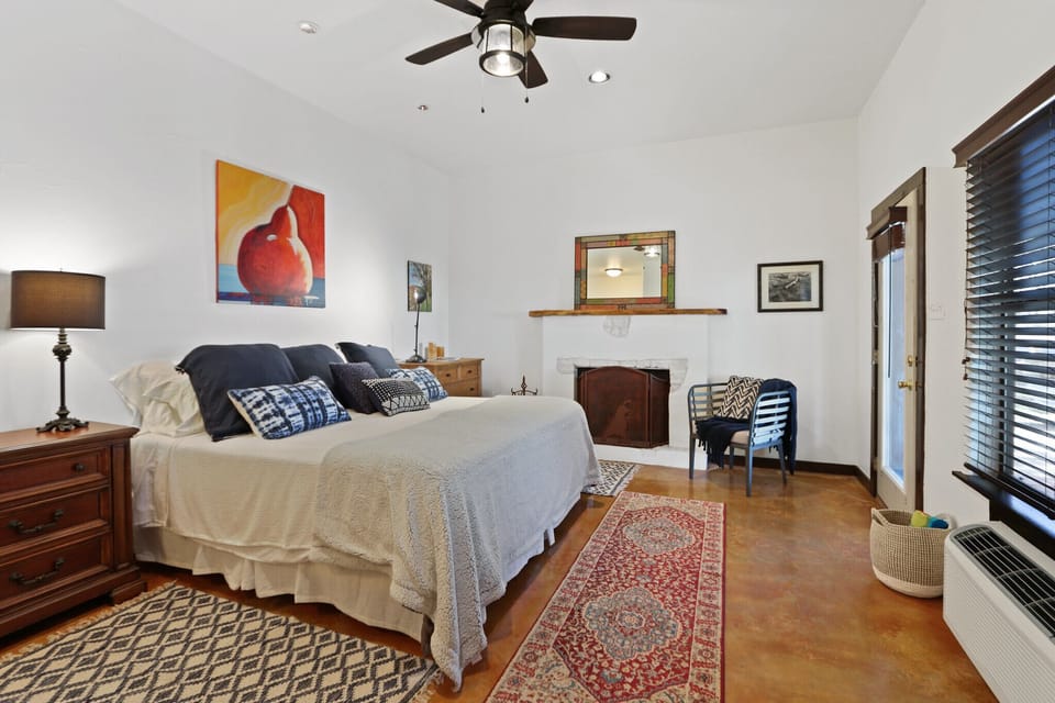 Spacious suite with a fireplace and flat screen television