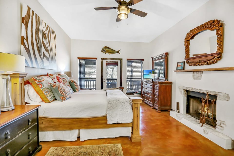 Spacious suite with a fireplace and flat screen television