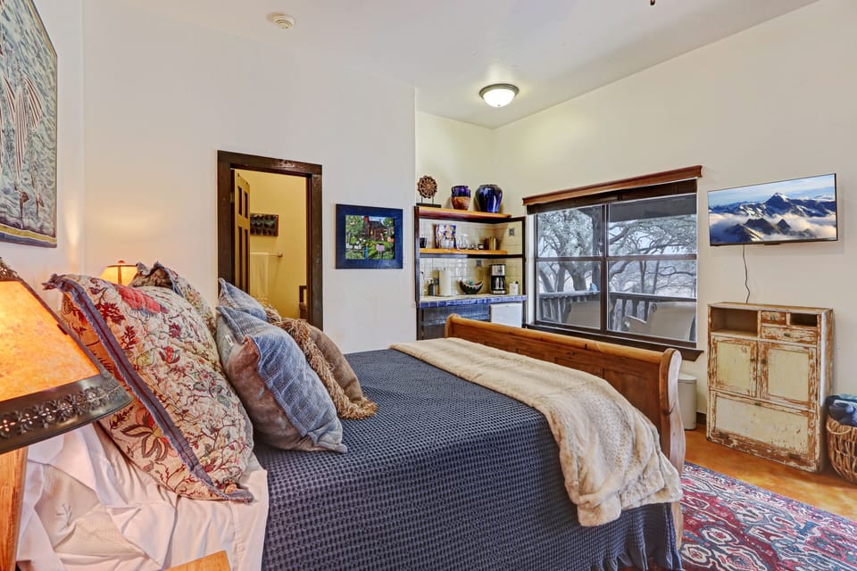 Spacious suite with a fireplace and flat screen television