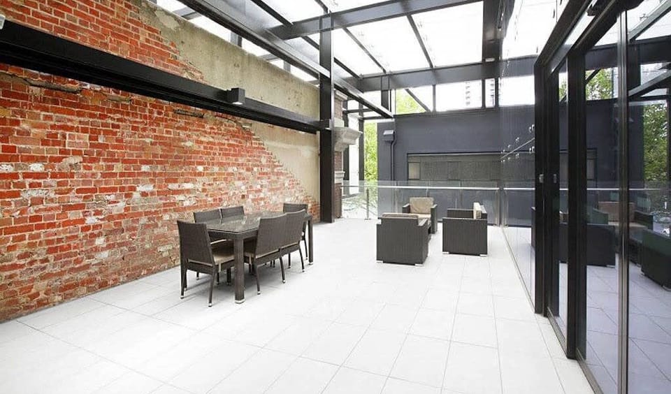A pool-side area.