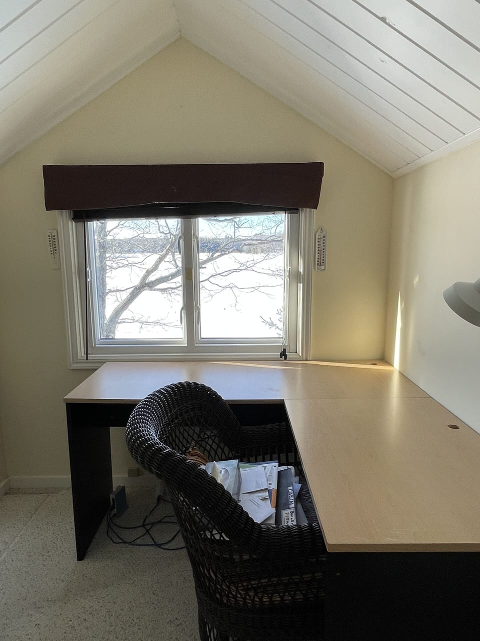 Desk space overlooking the lake. 