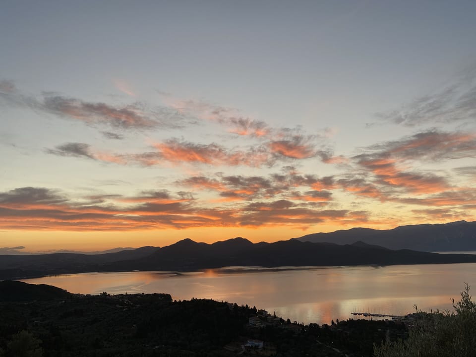 Our breathtaking sea views and the Acarnanian mountains across, early morning.