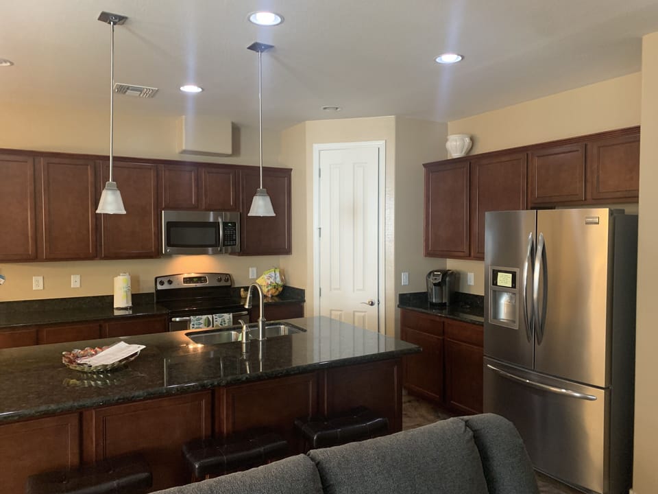 Open concept kitchen with breakfast bar