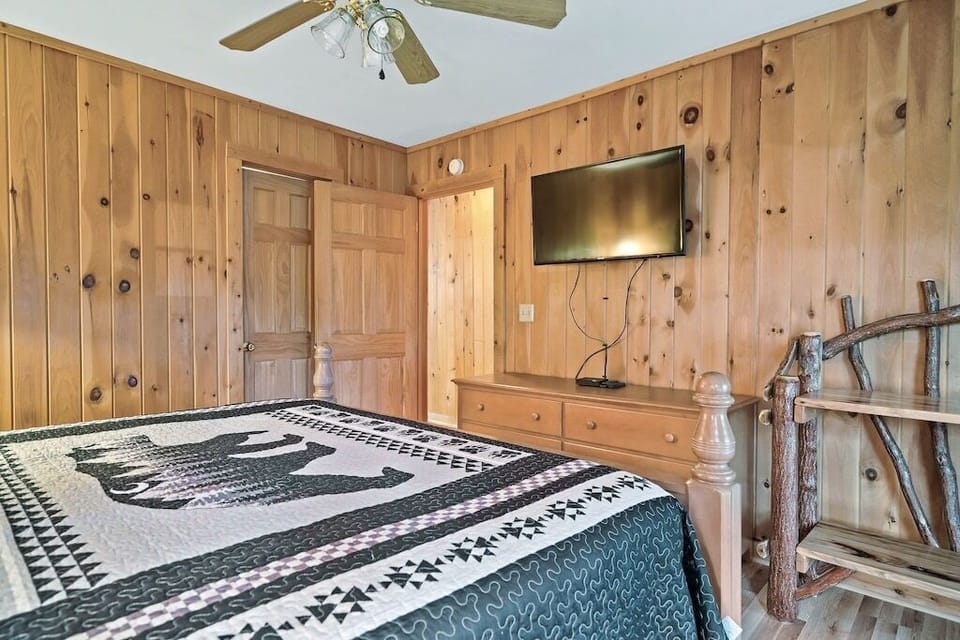 One of Knotty Nice's comfy bedrooms