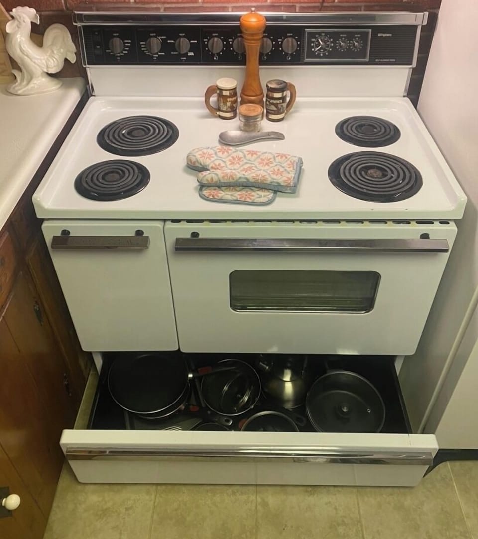 All of the pots and pans you will need to cook breakfast, lunch or dinner.