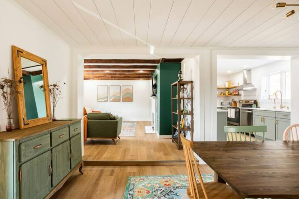 Cottage dining front into living room
