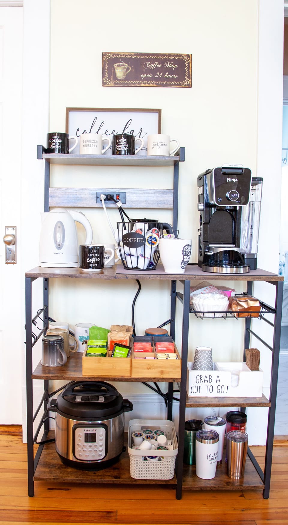 The coffee bar offers plenty of coffee, tea, and hot chocolate options.  