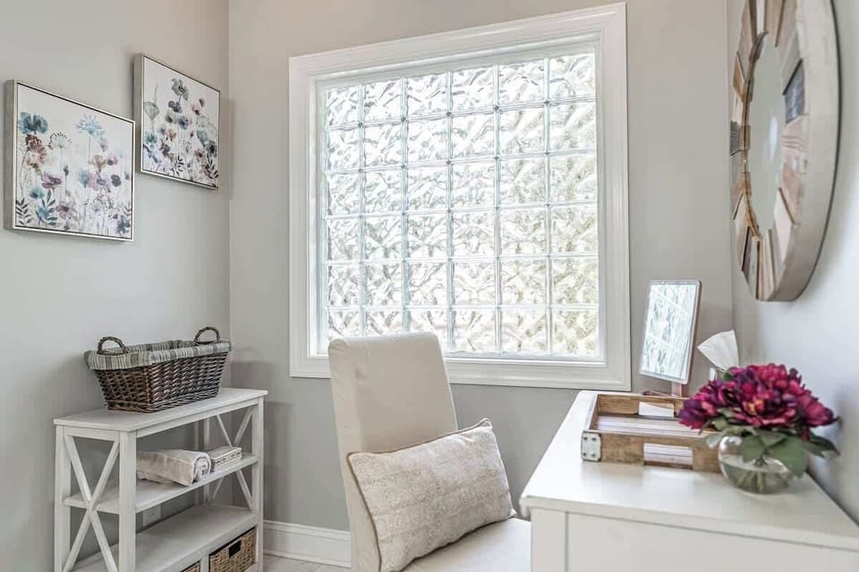 Experience the brightness and aesthetics of our bathroom vanity space, perfect for your daily routine