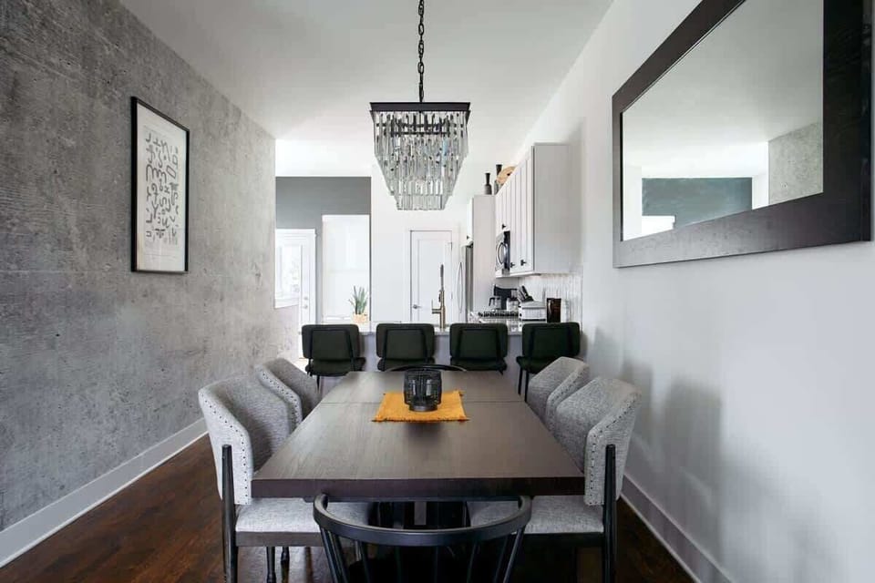 Gather around this inviting table for casual bites and easy conversation.