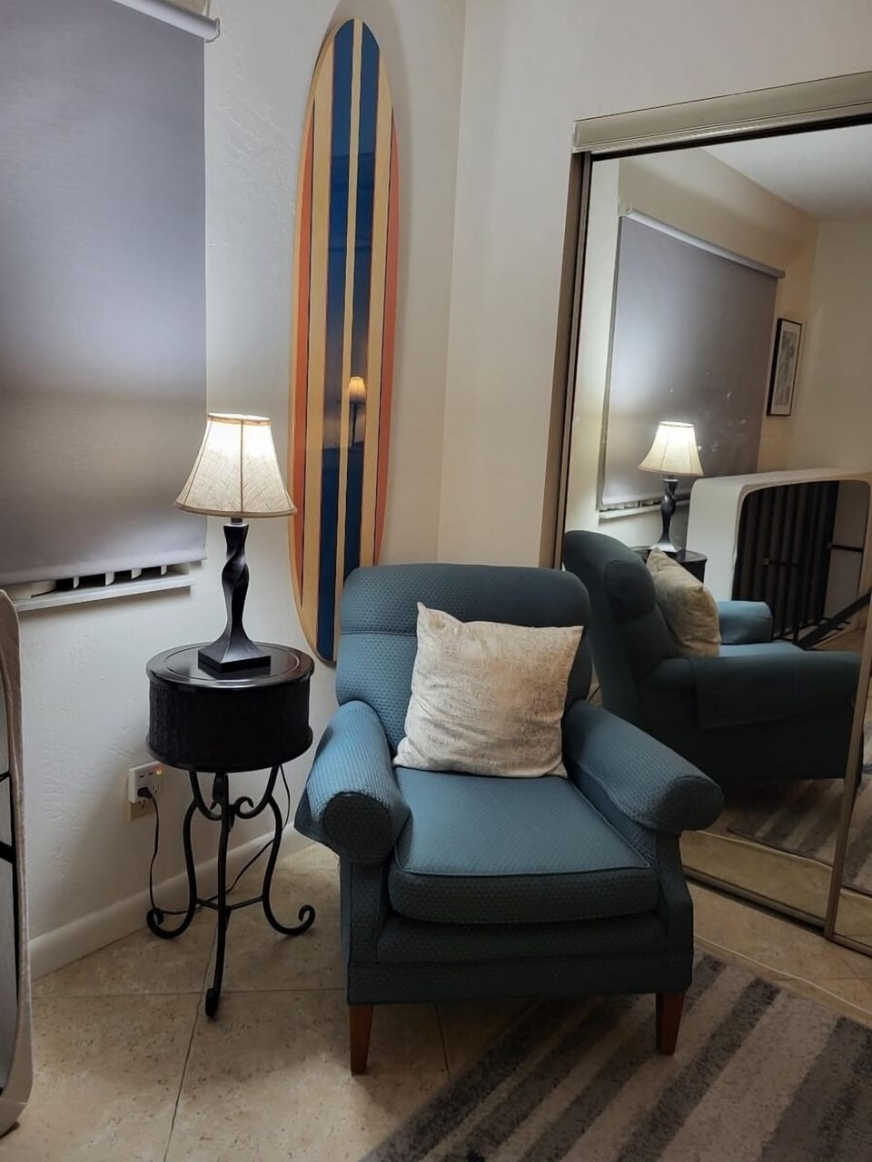Guest bedroom also has a sitting area.  Comfortable place to read a book!!