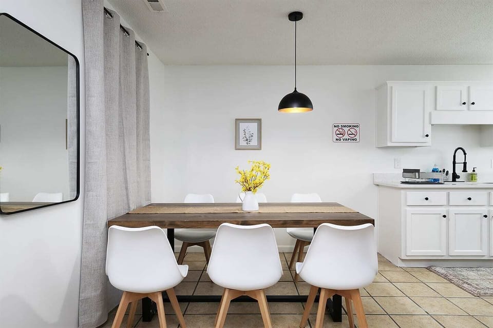 Nice chairs and dining table, perfect for your quality time while having a meal together.