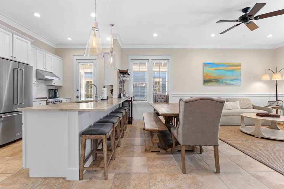 Seating for #12 at dining table and counter.