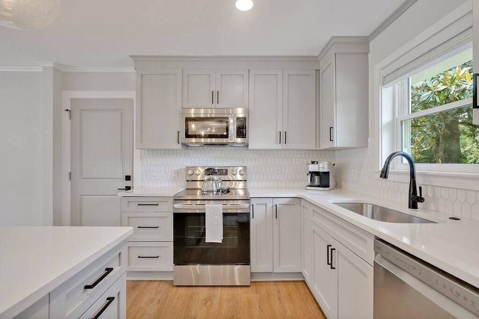 Fully stocked open kitchen