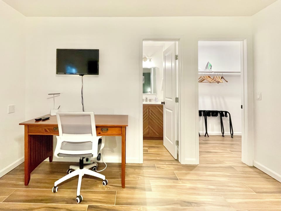 Bedroom1-King bed, twin trundle, work space, walk-in closet, private bathroom