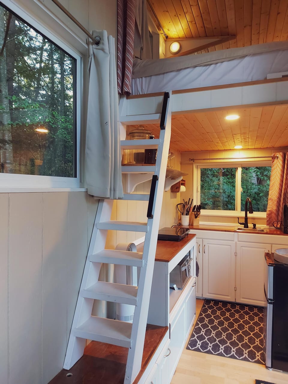 Ladder to loft in the Main Cottage.