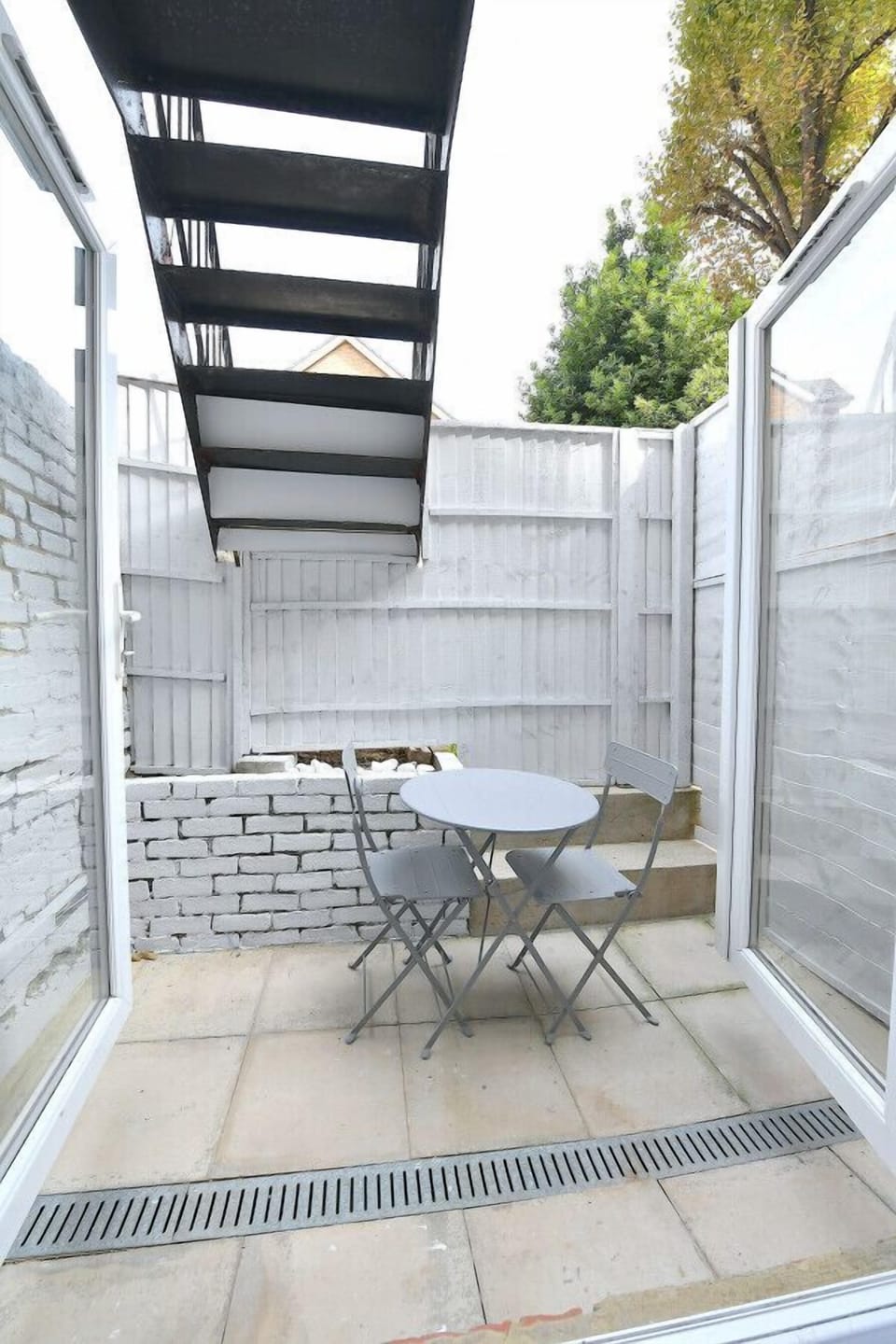 Private patio with seating