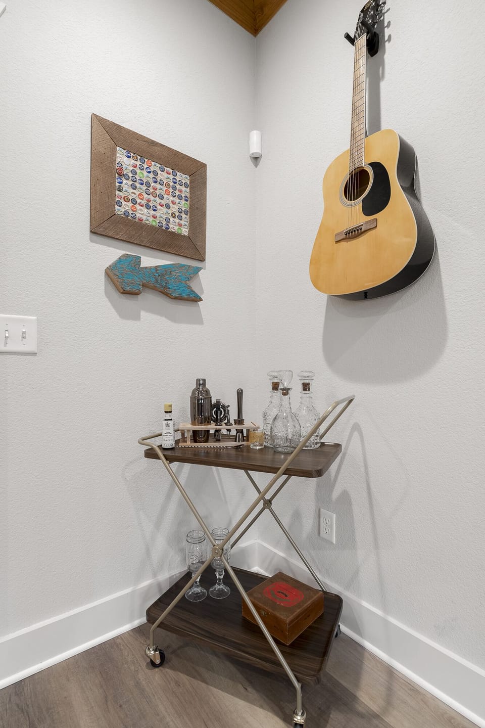 Beverage bar and guitar to strum a tune