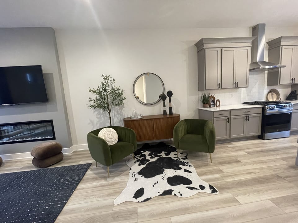 Conversation area between living and kitchen.