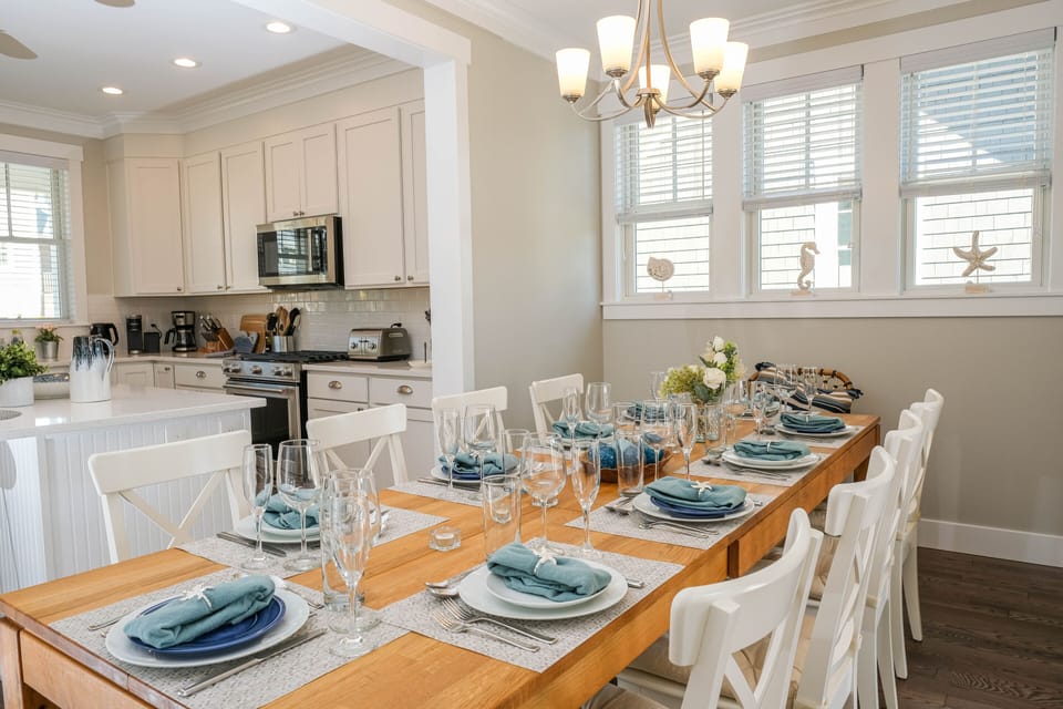 The dining table extends to seat the whole family