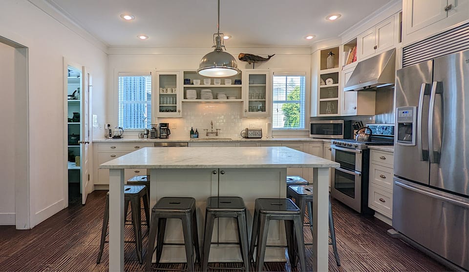 Sip your morning coffee around the island