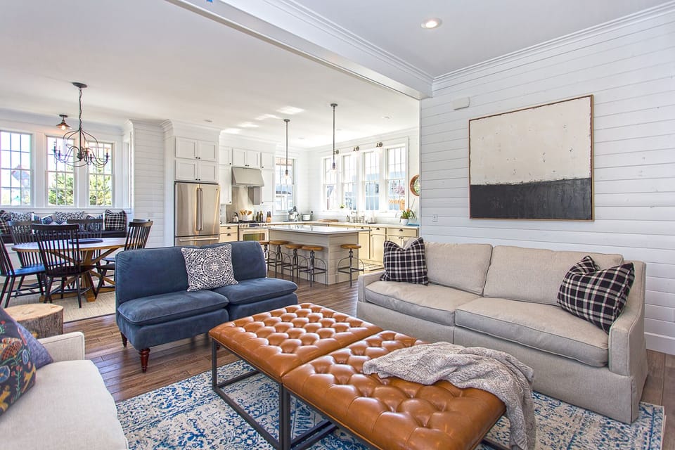 Comfortable living furniture for lounging after a day at the beach