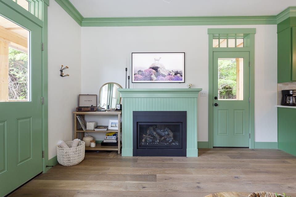 the gas fireplace is perfect for chilly days