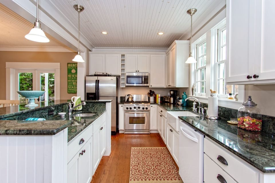 Kitchen with stainless steel appliances