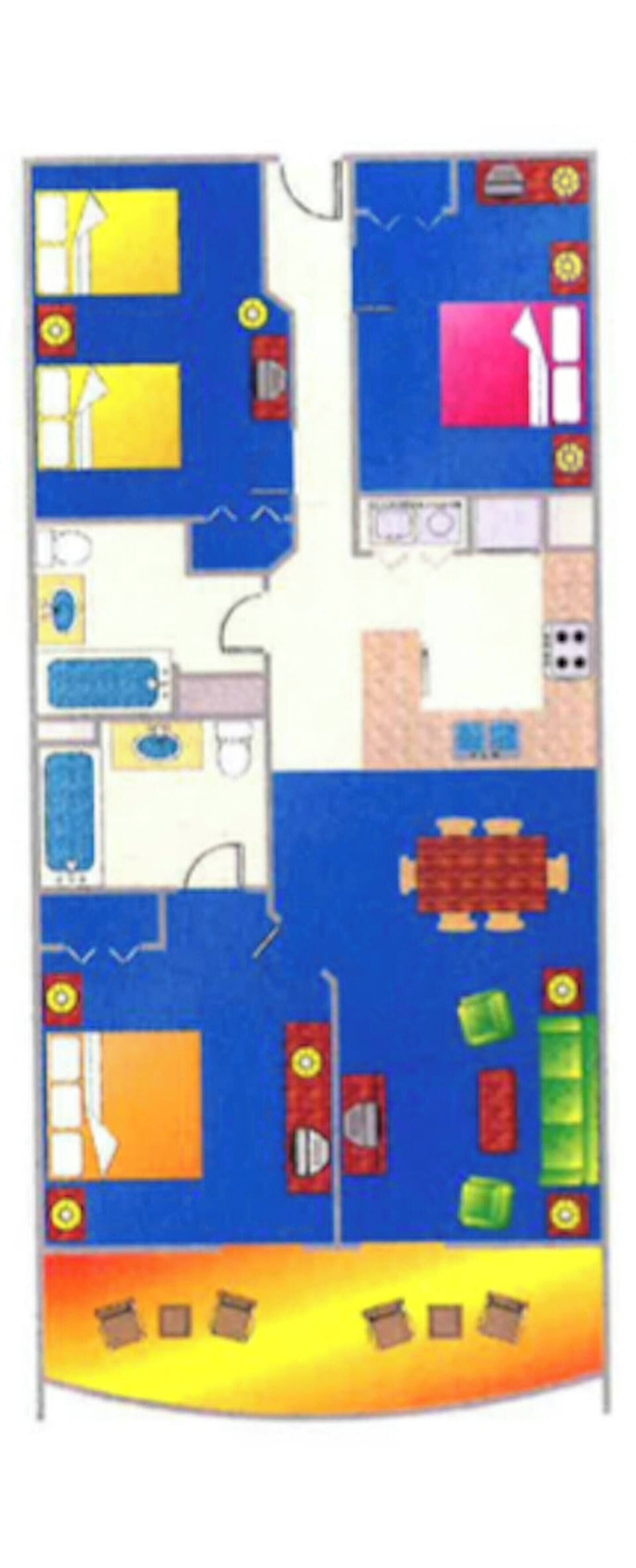 3 bedroom floor plan (does NOT represent number of beds) Stock photo.