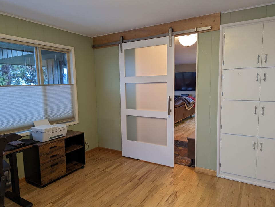 Third Bedroom/Office with Sliding Barn Door for privacy.