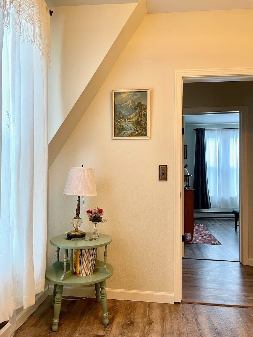 Part of our seating area book nook off of the master bedroom