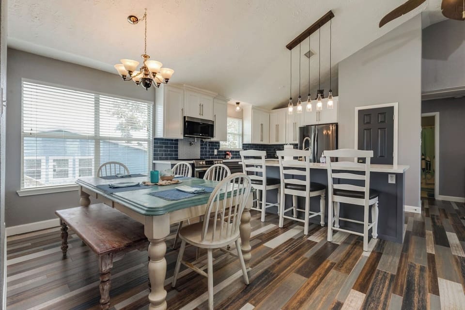 Plenty of space for 9 in the open, spacious, remodeled kitchen!