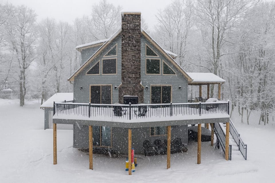 Chalet Style Home with Two Sided Fireplace and Large