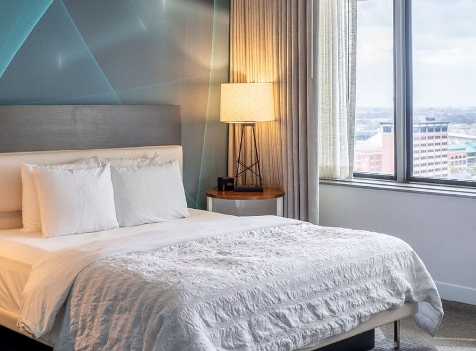 Relax in airy daylight with soft textures and calming design.