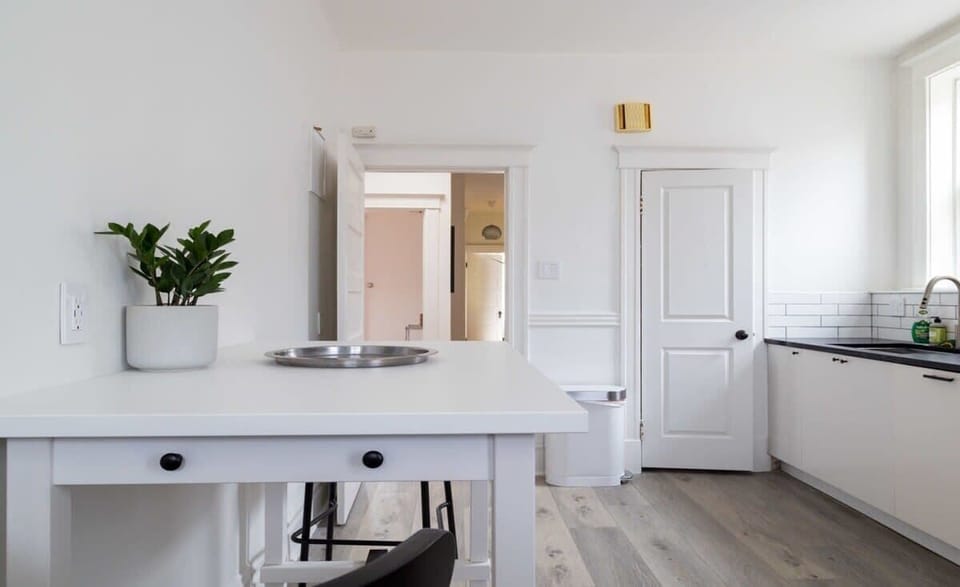 The eat-in kitchen also has a nice pantry to store your vacation groceries