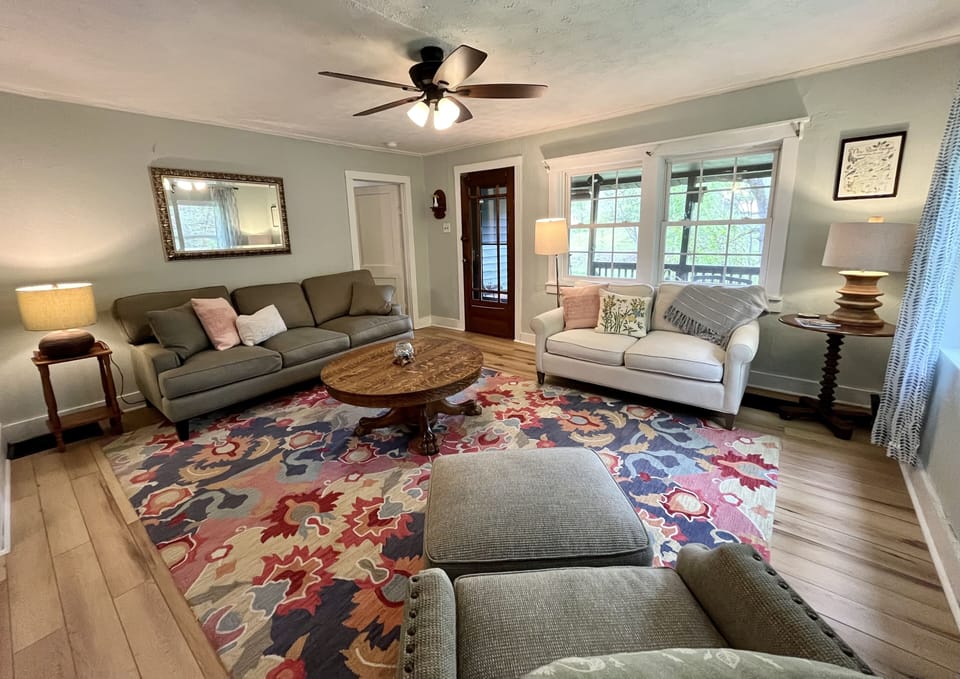 Large living room, perfect for relaxing and entertaining family and friends.