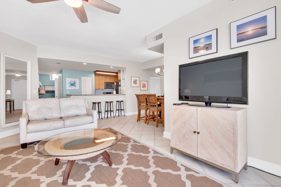 Enjoy a movie on the flat screen TV