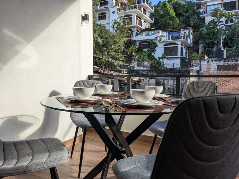 Dining area on the private outdoor terrace