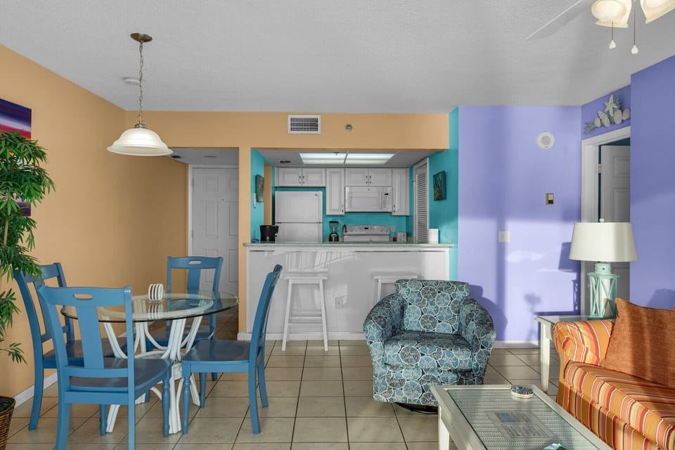 Living room and dining area