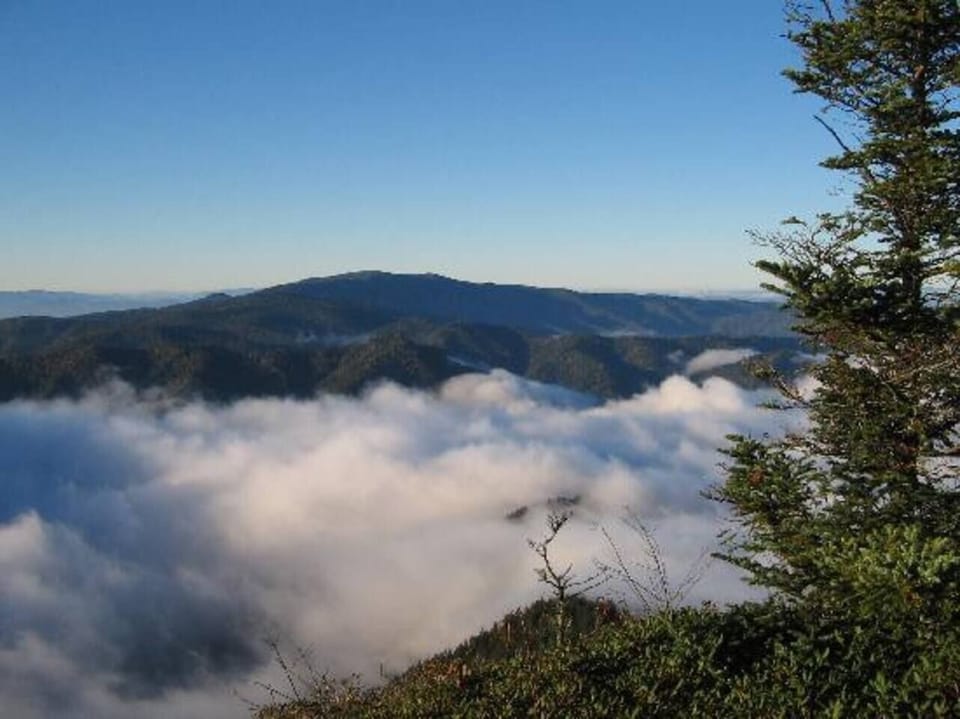 View from Clingmans Dome of "the magic lake" as told by the Cherokee
